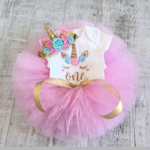 Other - New Unicorn Baby Girl 1st Birthday 3 piece outfit